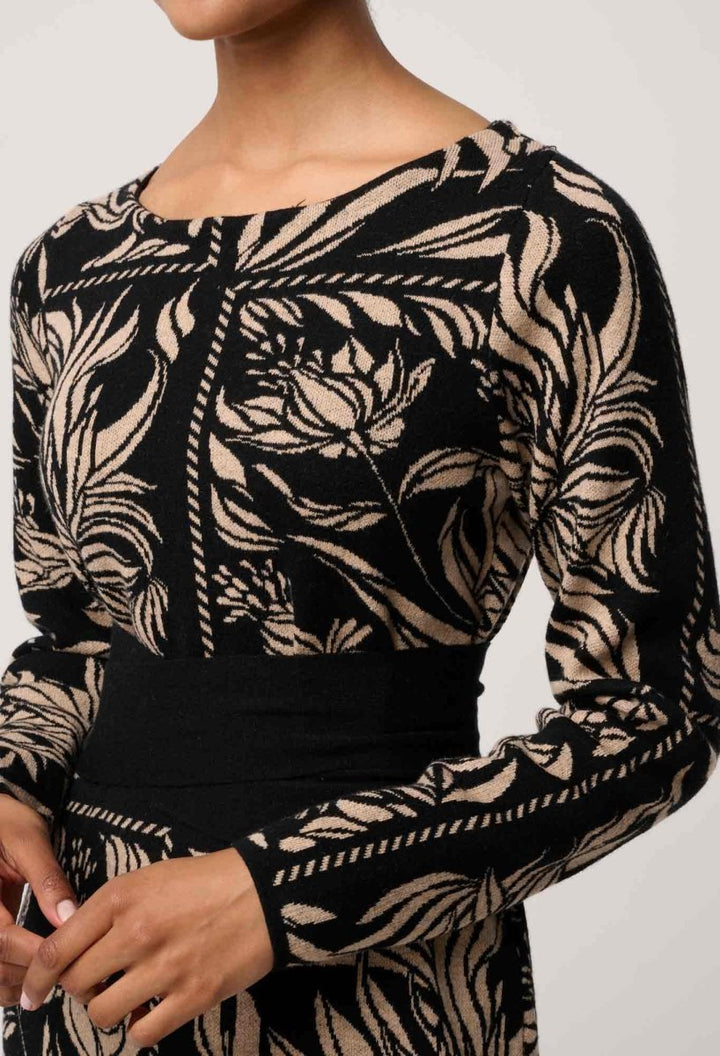 Wanderer Merino Wool Blend Floral Knit Dress in Flora Deco OnceWas