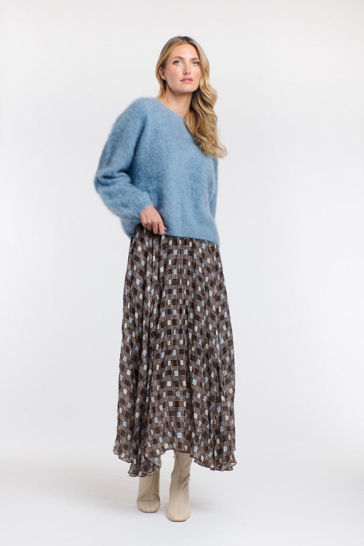 WESTWOOD CHECK SKIRT - Choc / baby blue skirt 365 days