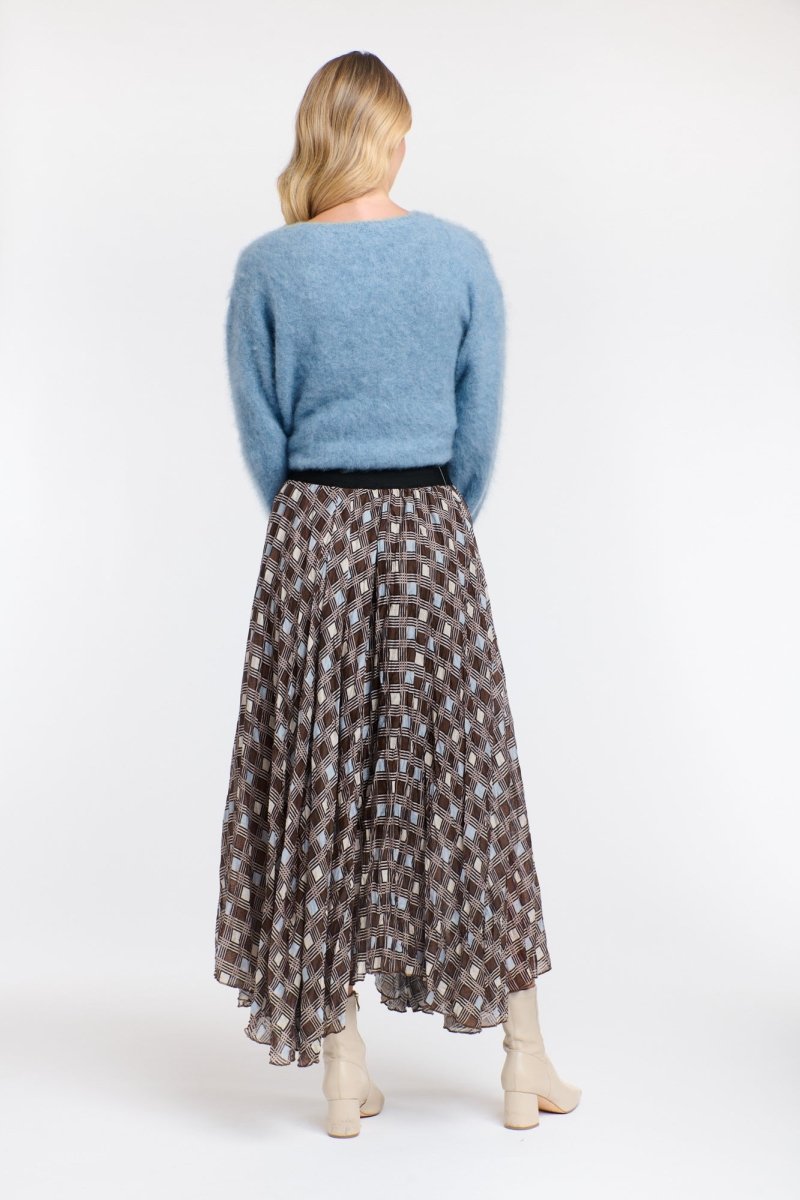 WESTWOOD CHECK SKIRT - Choc / baby blue skirt 365 days