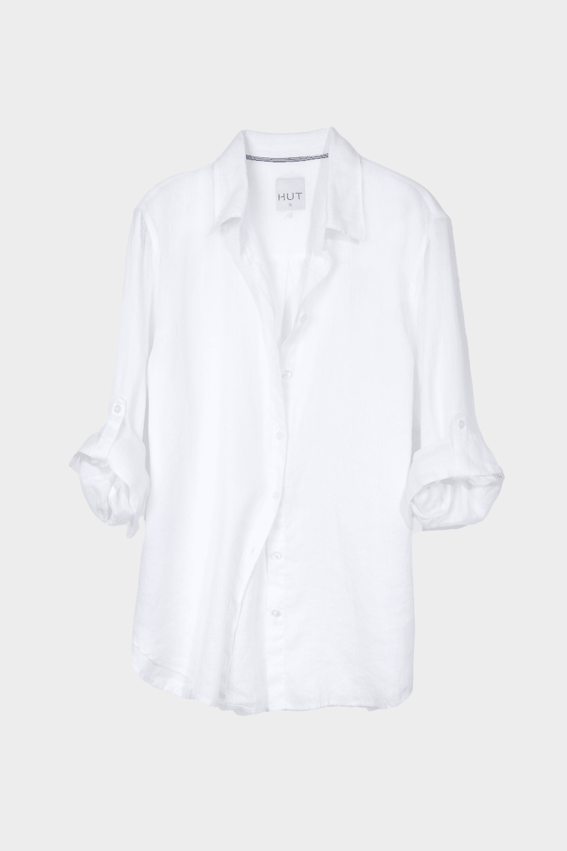 White No Pocket Boyfriend Linen Shirt Shirt Hut