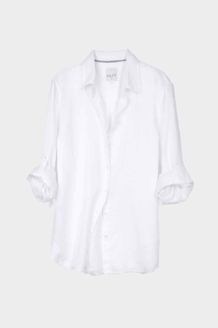 White No Pocket Boyfriend Linen Shirt Shirt Hut