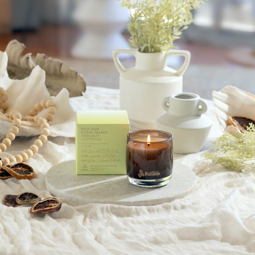 Wild Sage, Bitter Orange, Bergamot, Driftwood<br> Scented Soy Candle | 140gm Urban Rituelle
