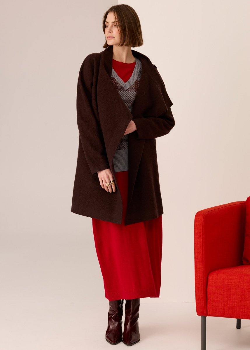 Wyatt Boiled Wool Coat - chocolate Coats & Jackets POL