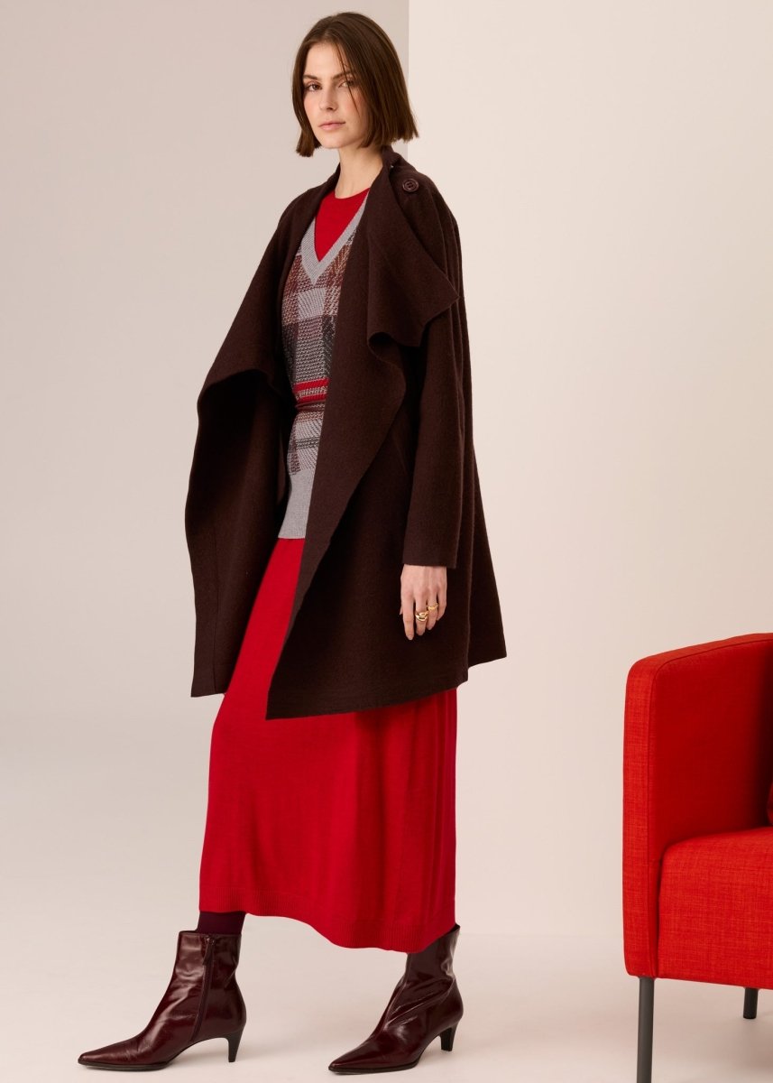 Wyatt Boiled Wool Coat - chocolate Coats &amp; Jackets POL