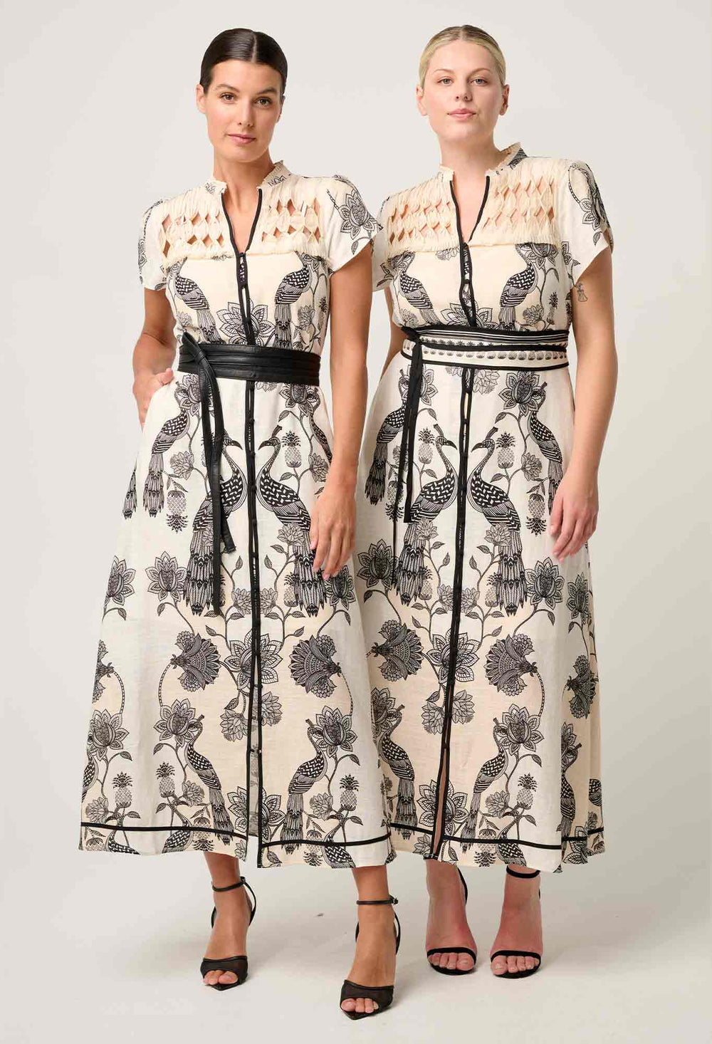 Xanthia Diamond Smock Yoke Linen Viscose Dress in Imperial Stone Dress Once Was