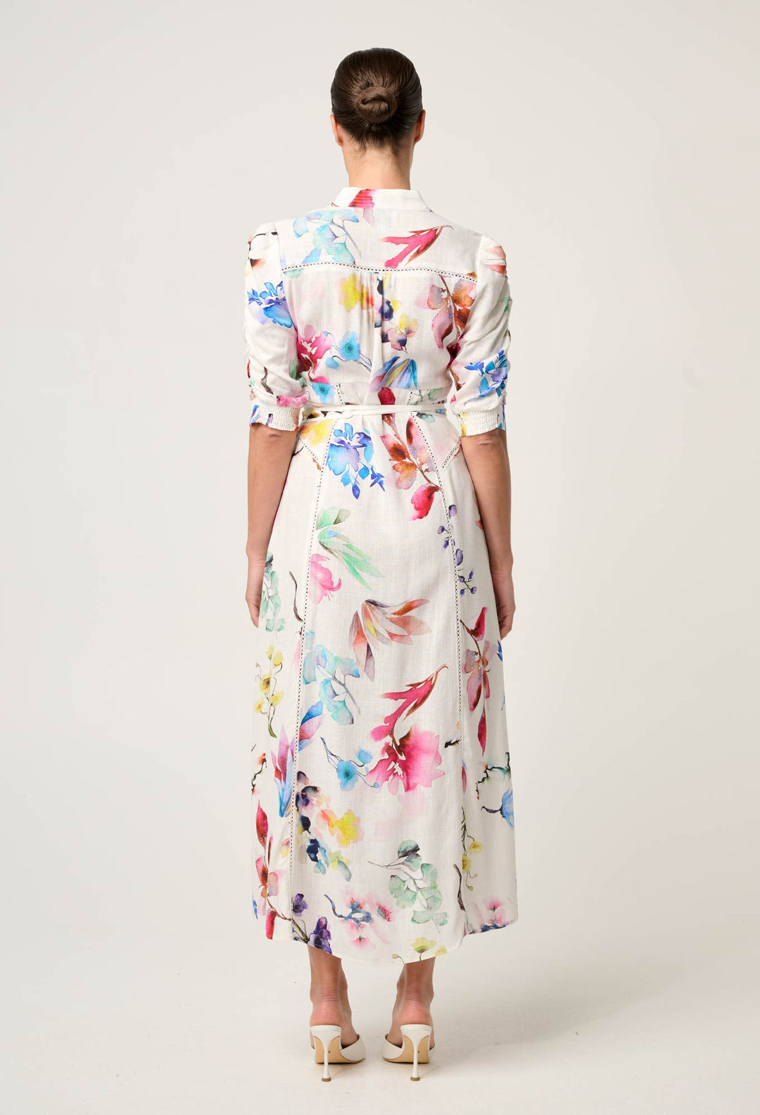 Xenia Yoke Linen Viscose Dress in Plume Blossom dress Once Was