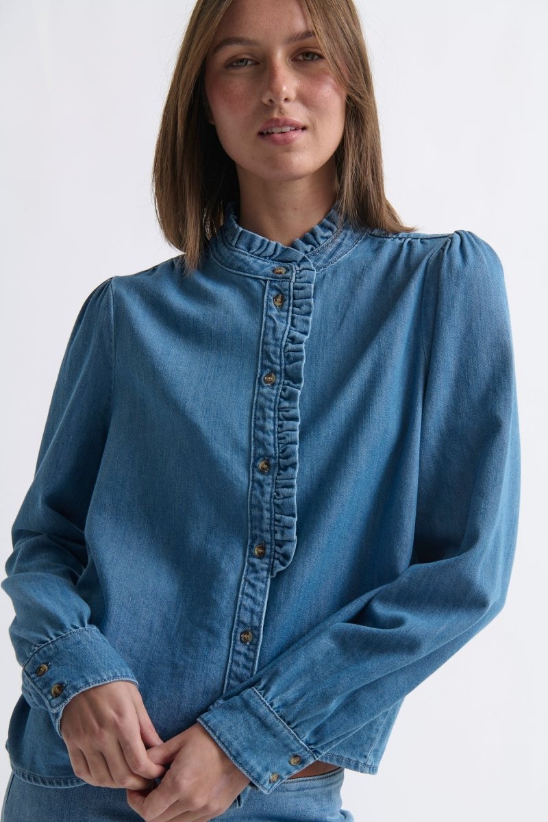 Yolanda Shirt - Hermosa Blue Blouse Kireina