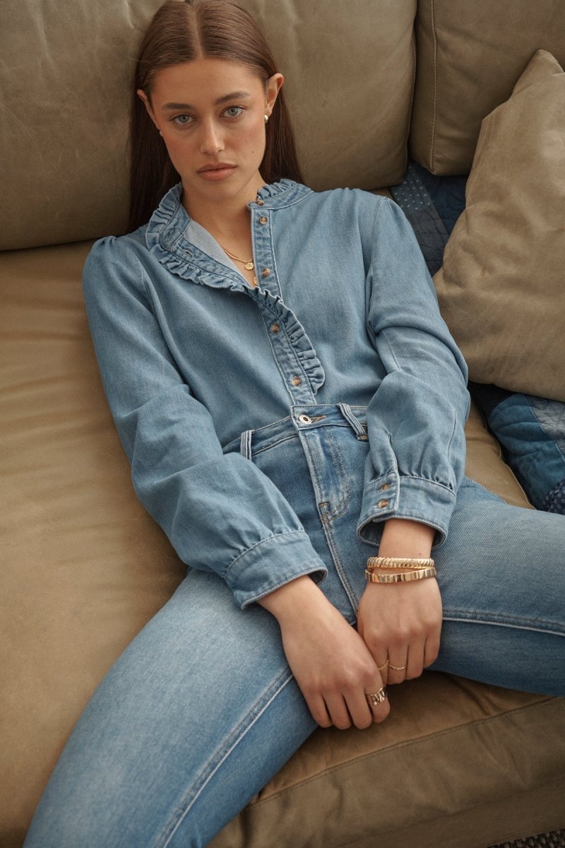 Yolanda Shirt - Hermosa Blue Blouse Kireina