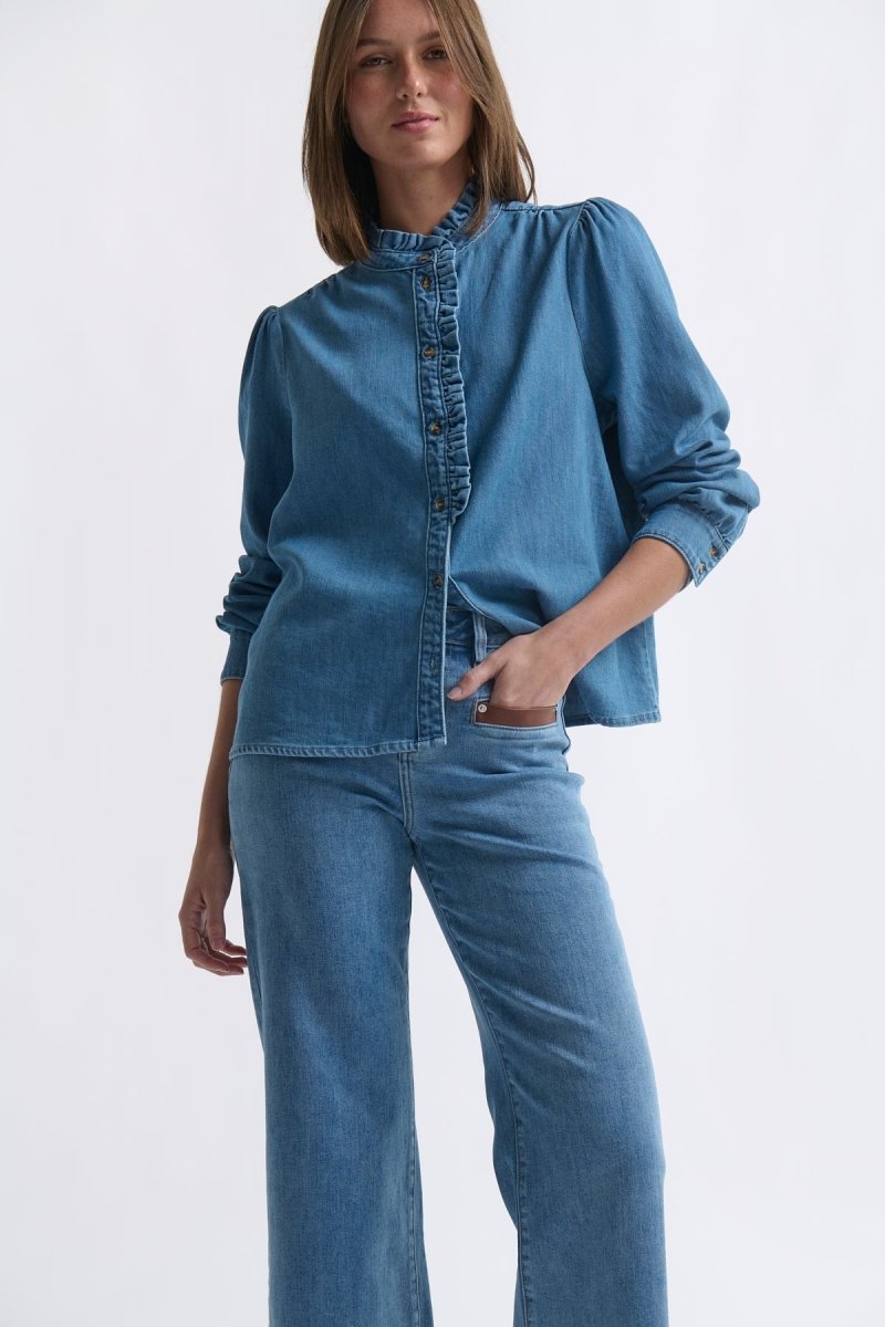Yolanda Shirt - Hermosa Blue Blouse Kireina