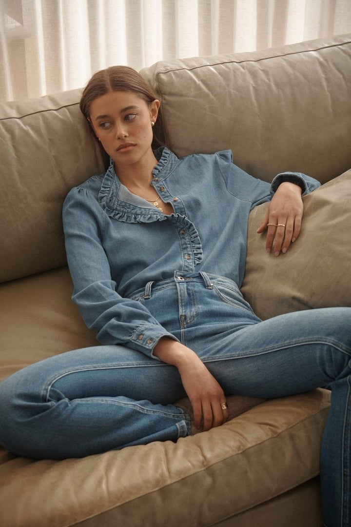 Yolanda Shirt - Hermosa Blue Blouse Kireina