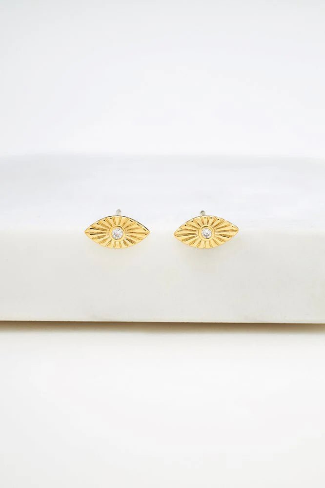 Zafino evil eye stud earing - 925 sterling silver gold earing Zafino Jewellery