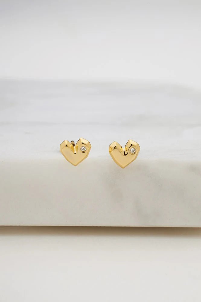 Zafino Heart crystal heart stud earing - 925 sterling silver - gold earing Zafino Jewellery