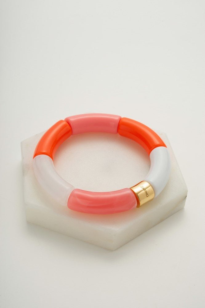 Zafino Tube Bangle - Coral / Gold bracelet Zafino Jewellery
