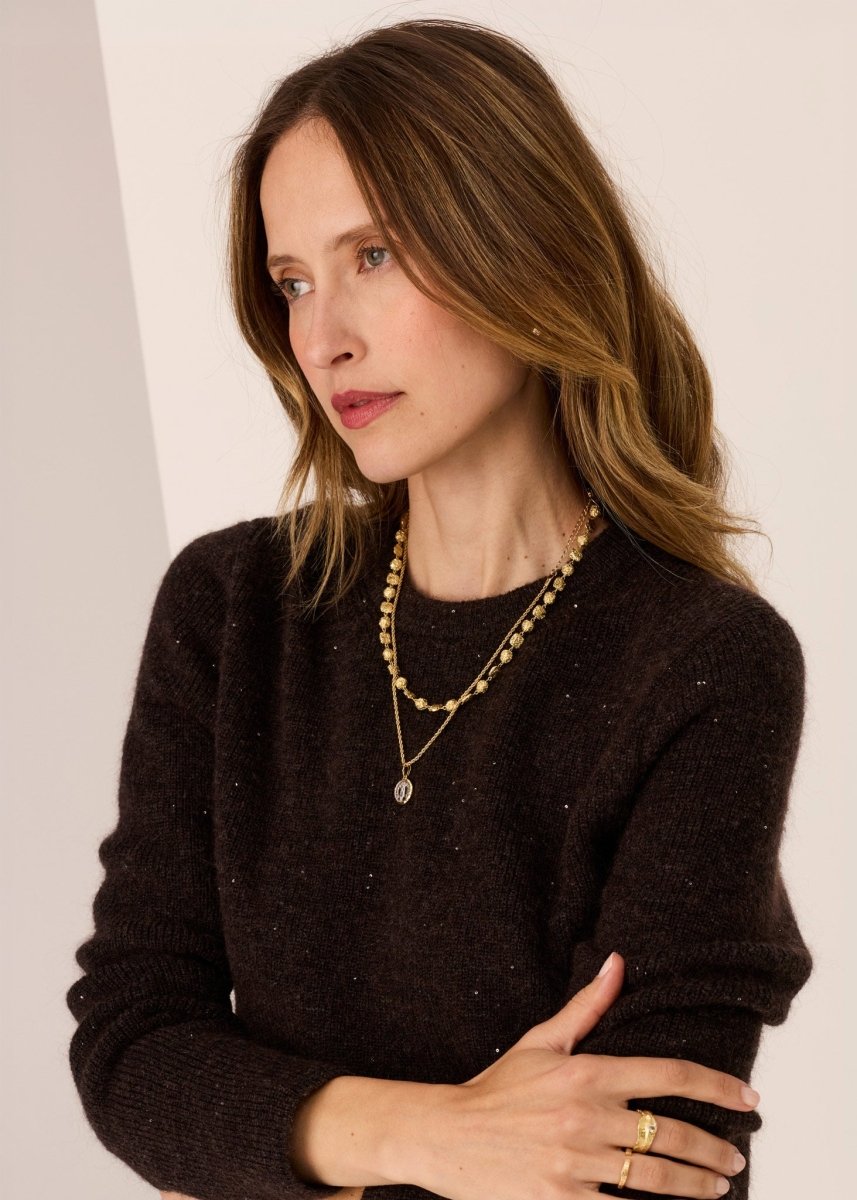 Zane Baby Sequin Knit - Chocolate knit POL