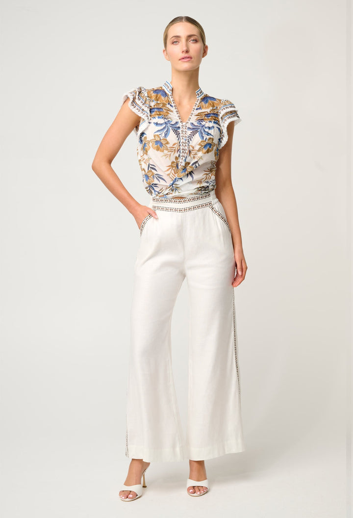 Zara Linen Viscose Pant in Ivory - Stanleyandstone