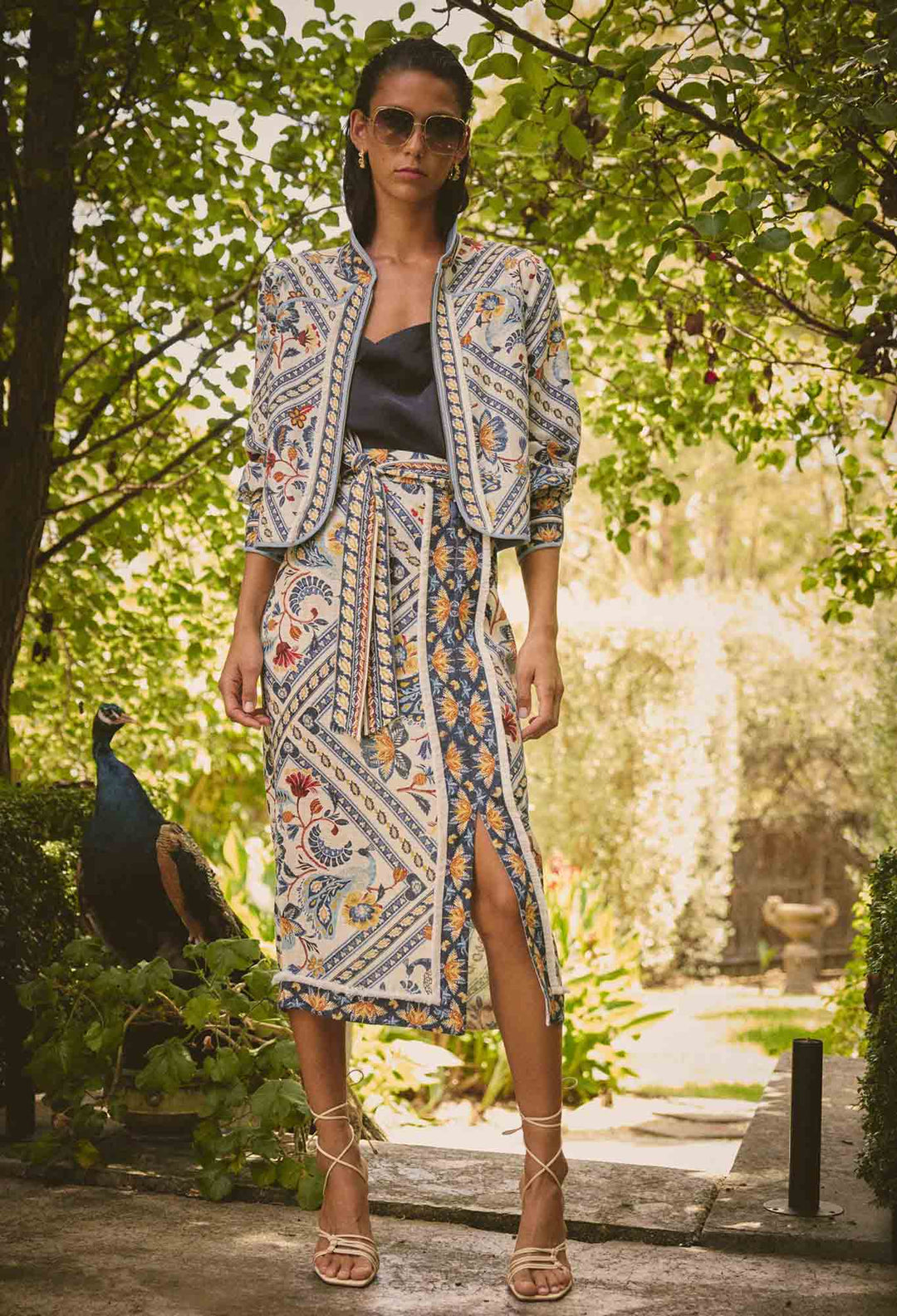 Zenobia Viscose Fringe Midi Skirt in Petinos Floros skirt Once Was