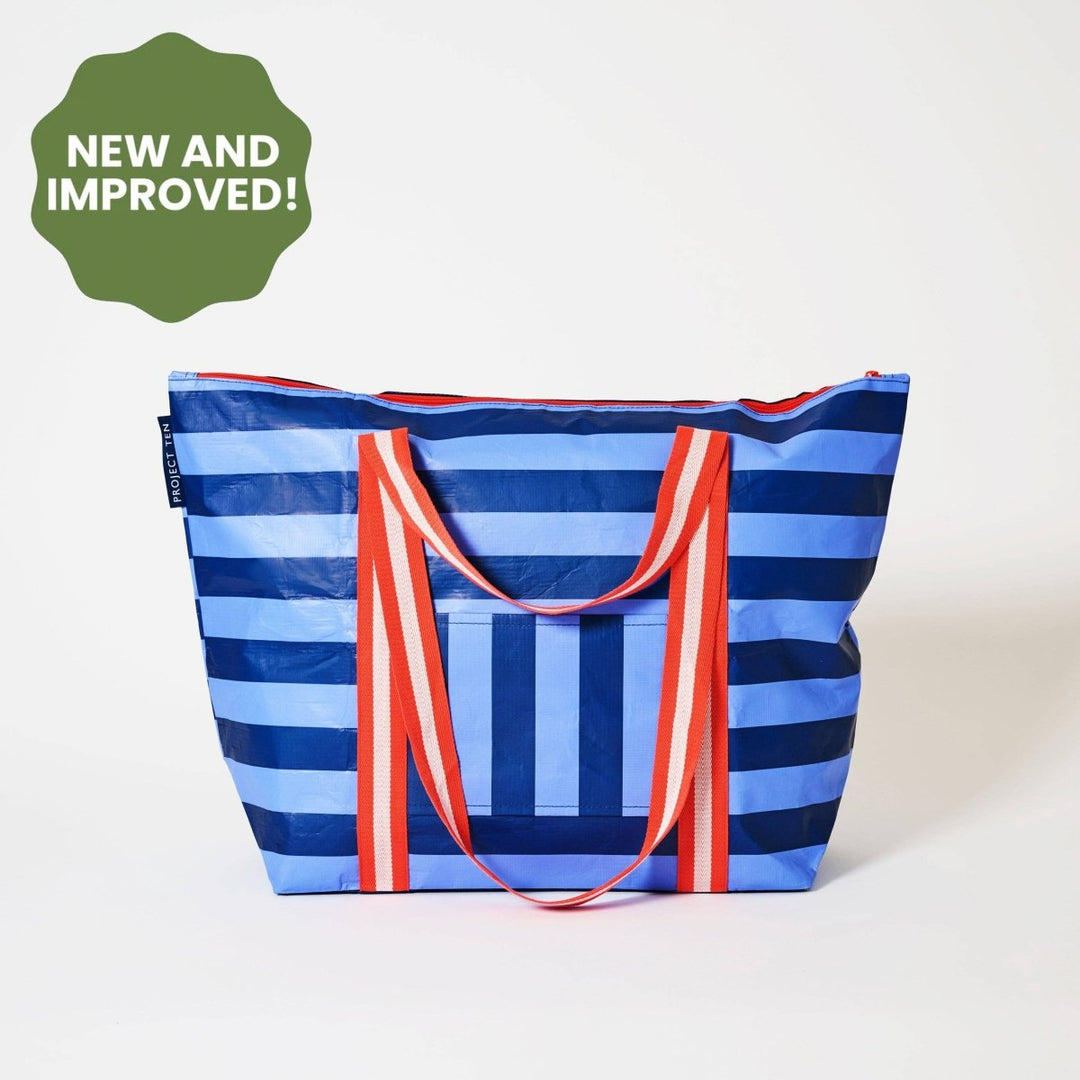 Zip Medium Tote – Blue Stripe - Stanleyandstone