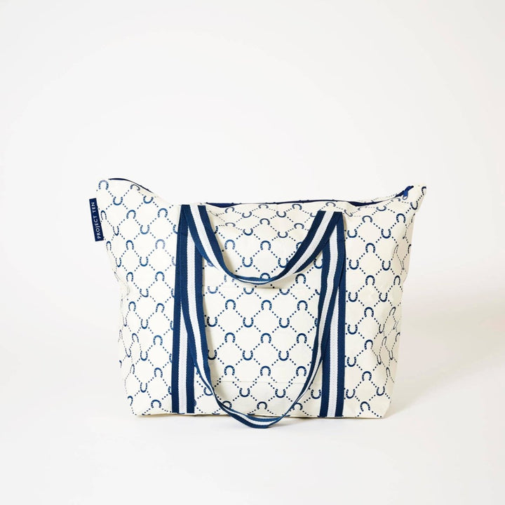 Zip Medium Tote – Navy Horseshoe - Stanleyandstone