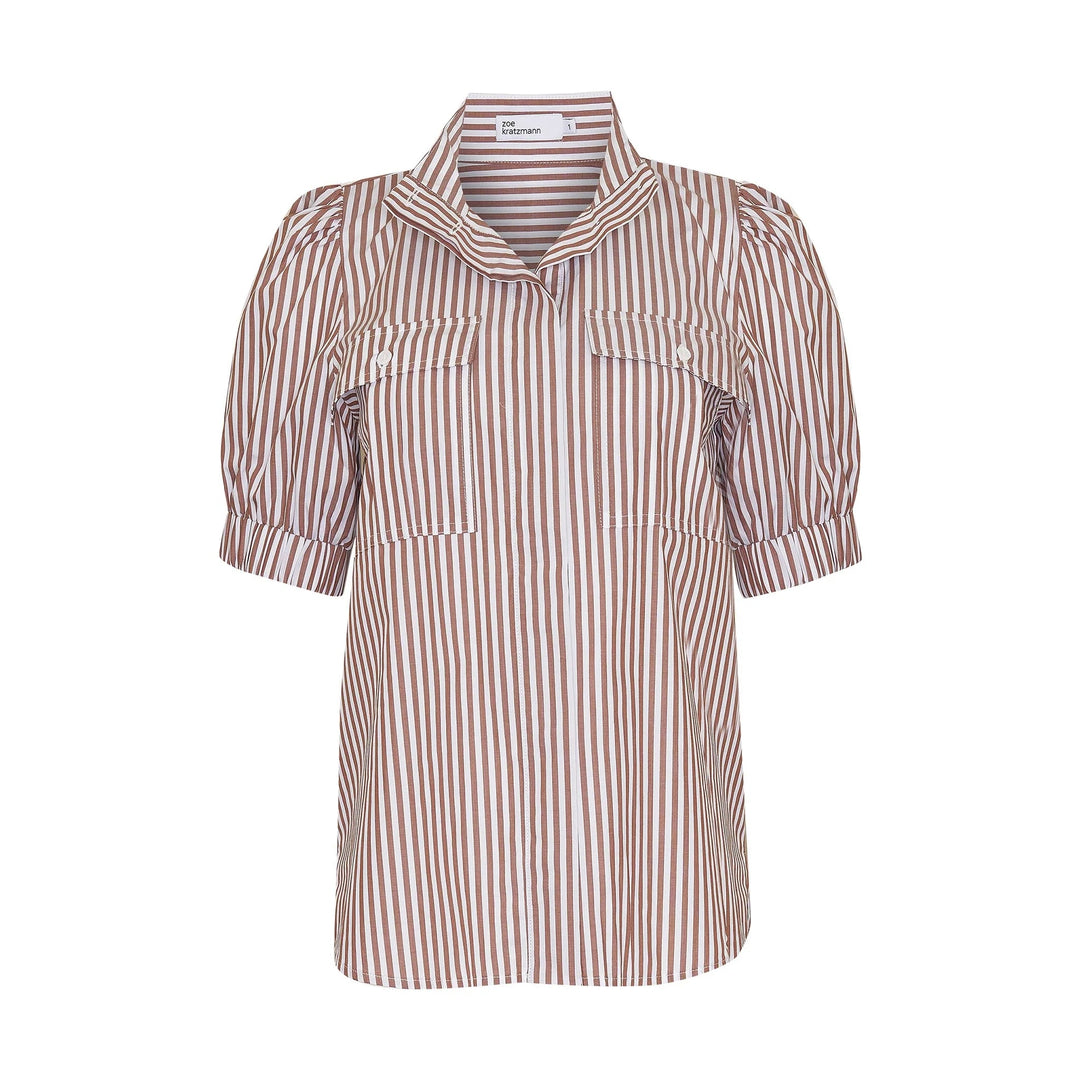 Zoe Kratzmann Allot Top - Mocha Stripe blouse Zoe Kratzmann