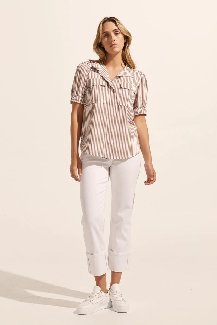 Zoe Kratzmann Allot Top - Mocha Stripe blouse Zoe Kratzmann