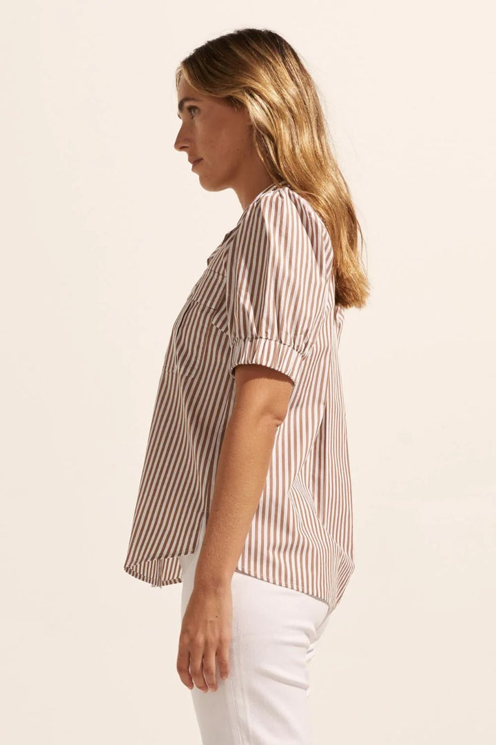 Zoe Kratzmann Allot Top - Mocha Stripe blouse Zoe Kratzmann