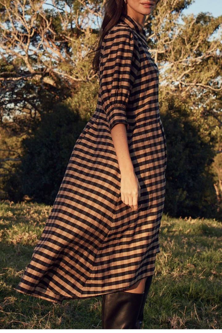 Zoe Kratzmann Befit Dress - Toffee black check Dresses Zoe Kratzmann