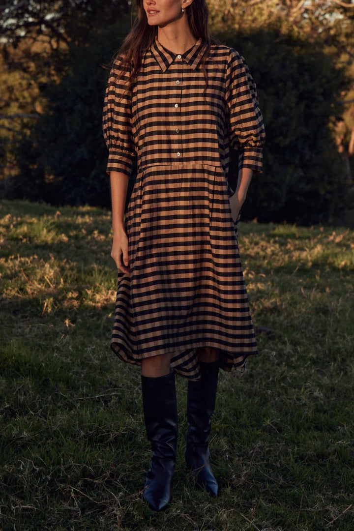 Zoe Kratzmann Befit Dress - Toffee black check Dresses Zoe Kratzmann