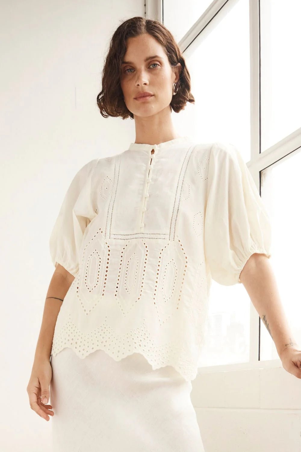 Zoe Kratzmann Gleam Top - Cream Broderie blouse Zoe Kratzmann
