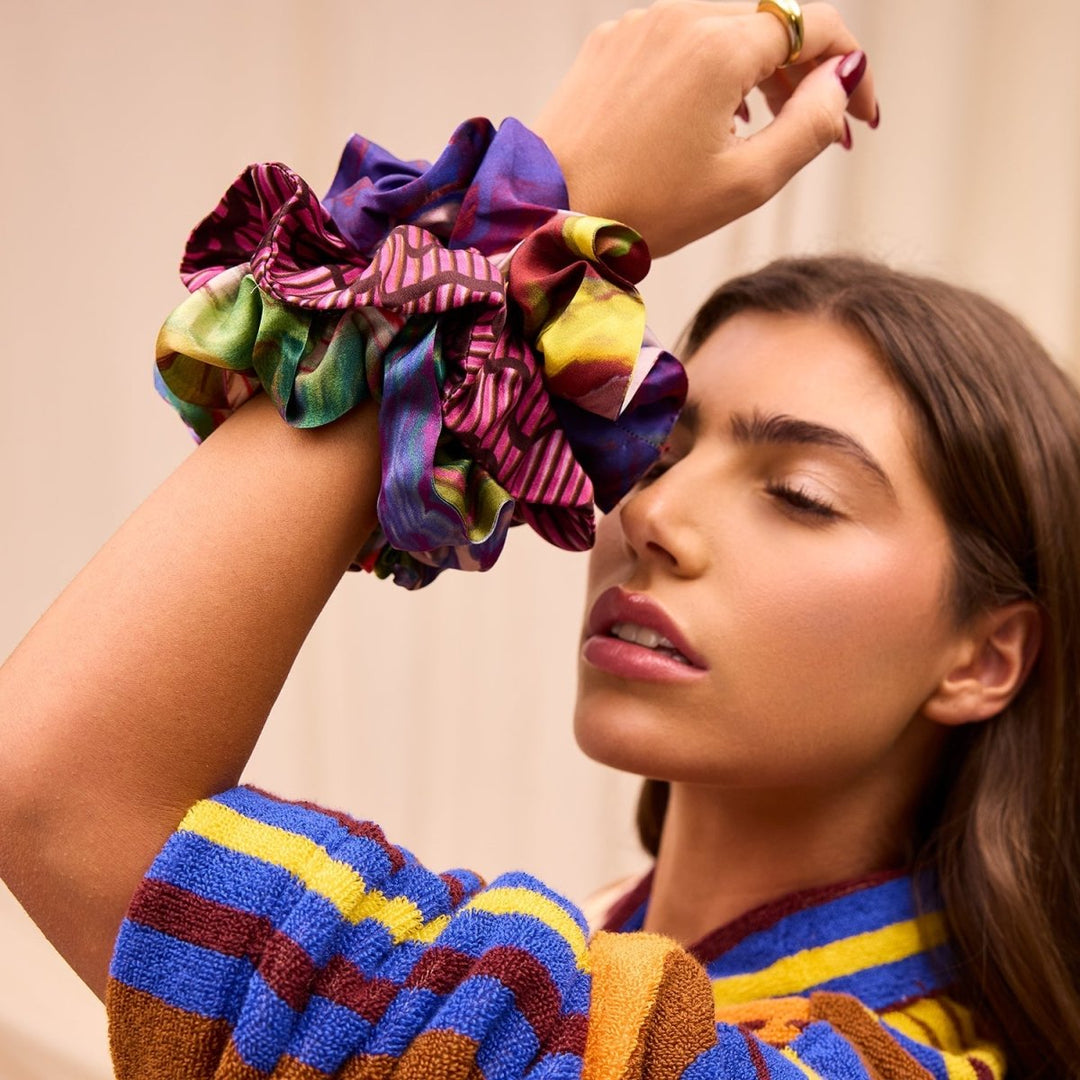 Zoi Silk Scrunchie Set Sage &amp; Clare
