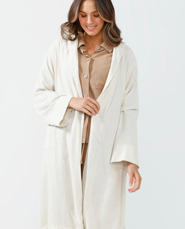 Stay at Home Winter Set Robe - Oatmeal sleepwear Homelove   