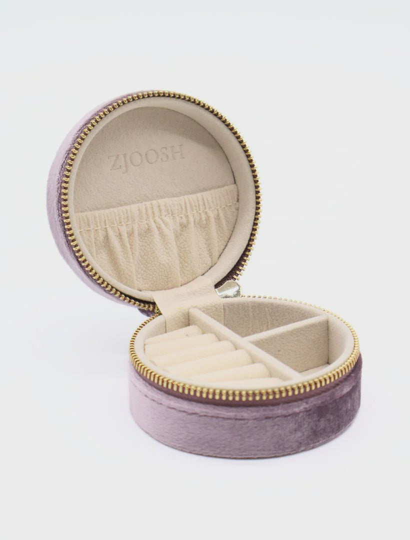 Round Velvet Jewellery Case-Lilac General zjoosh   