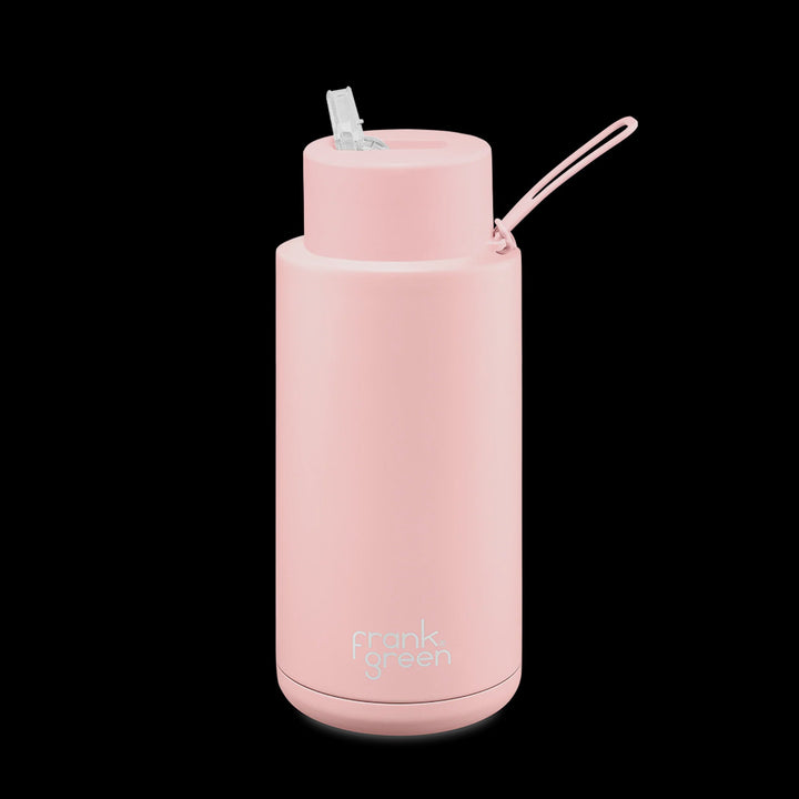 34oz / 1 ltr Stainless Steel Ceramic Reusable Bottle BLUSHED with Straw Lid Hull Drink Bottles Frank Green