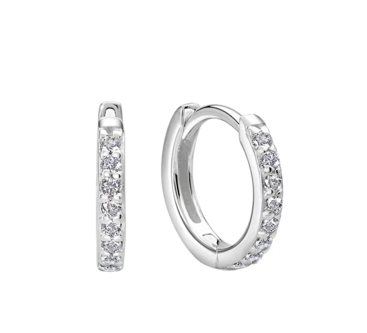 Murkani Huggies 13mm Earings - White Topaz in Sterling Silver Earrings Murkani Jewellery   