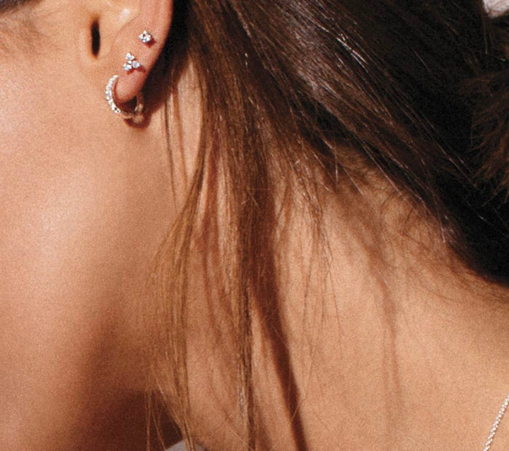 Murkani Huggies 13mm Earings - White Topaz in Sterling Silver Earrings Murkani Jewellery   