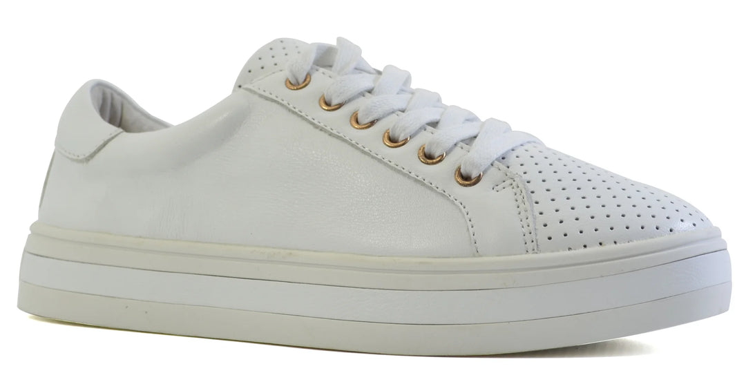 Paradise Sneaker White Leather Shoes Alfie & Evie   