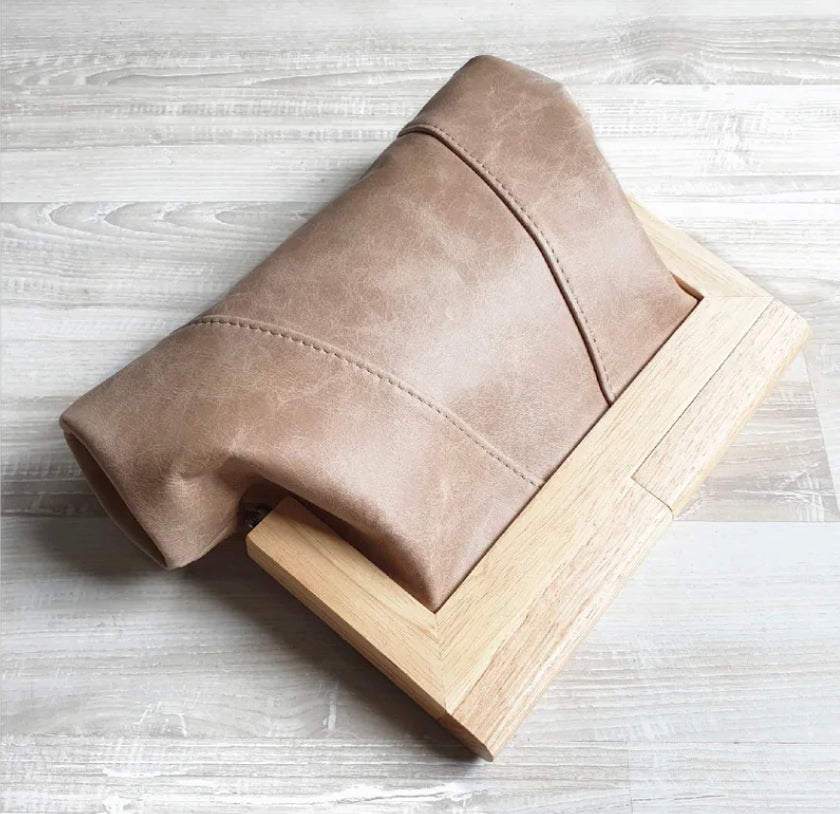Moy Leather/Timber Clutch Tan Bags Moy Tasmania   