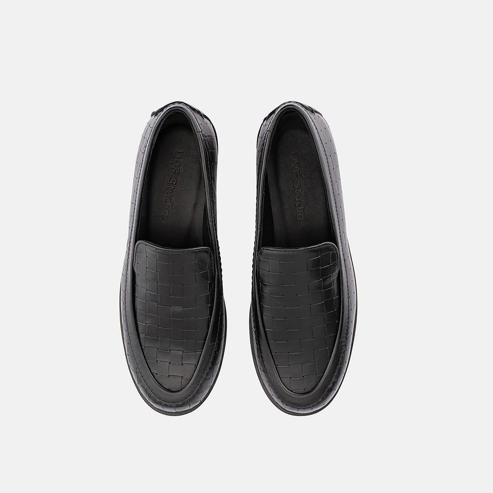 Emmie - Black Weave Emboss Shoes Department of Finery   