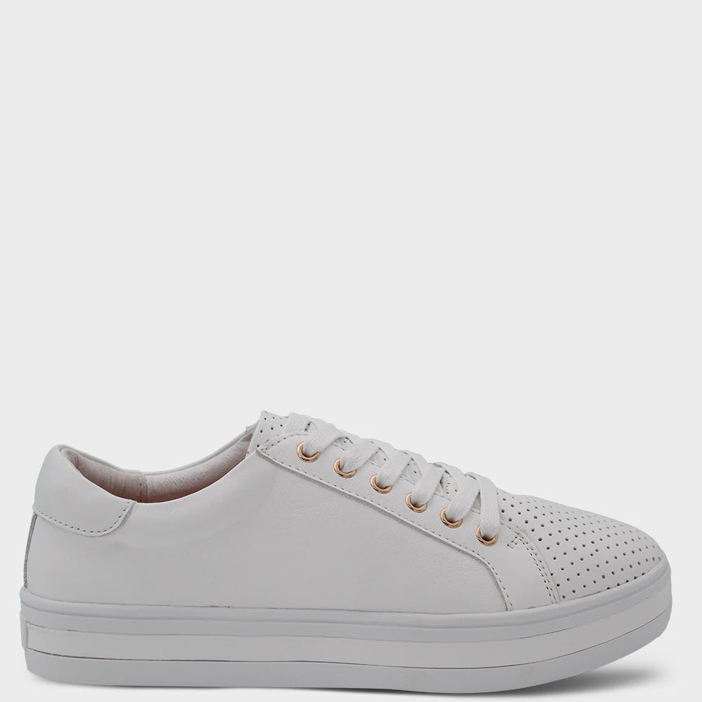 Paradise Sneaker White Leather Shoes Alfie & Evie   