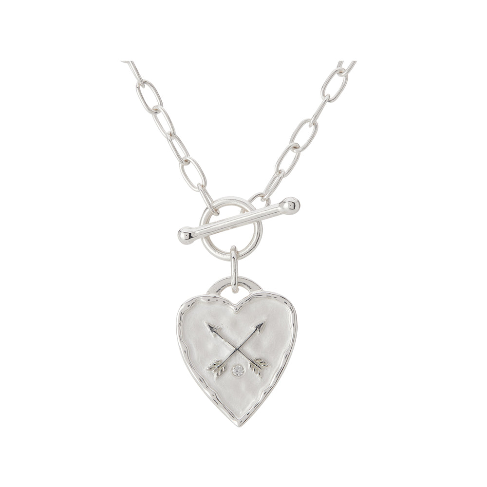Murkani Heart Fob Necklace - Silver 42cm Necklaces Murkani Jewellery   