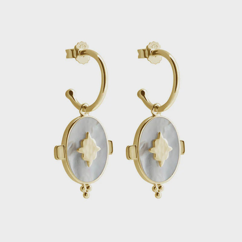 Murkani Oval Earrings with MOP 18KT Yellow Gold Jewelery Murkani   