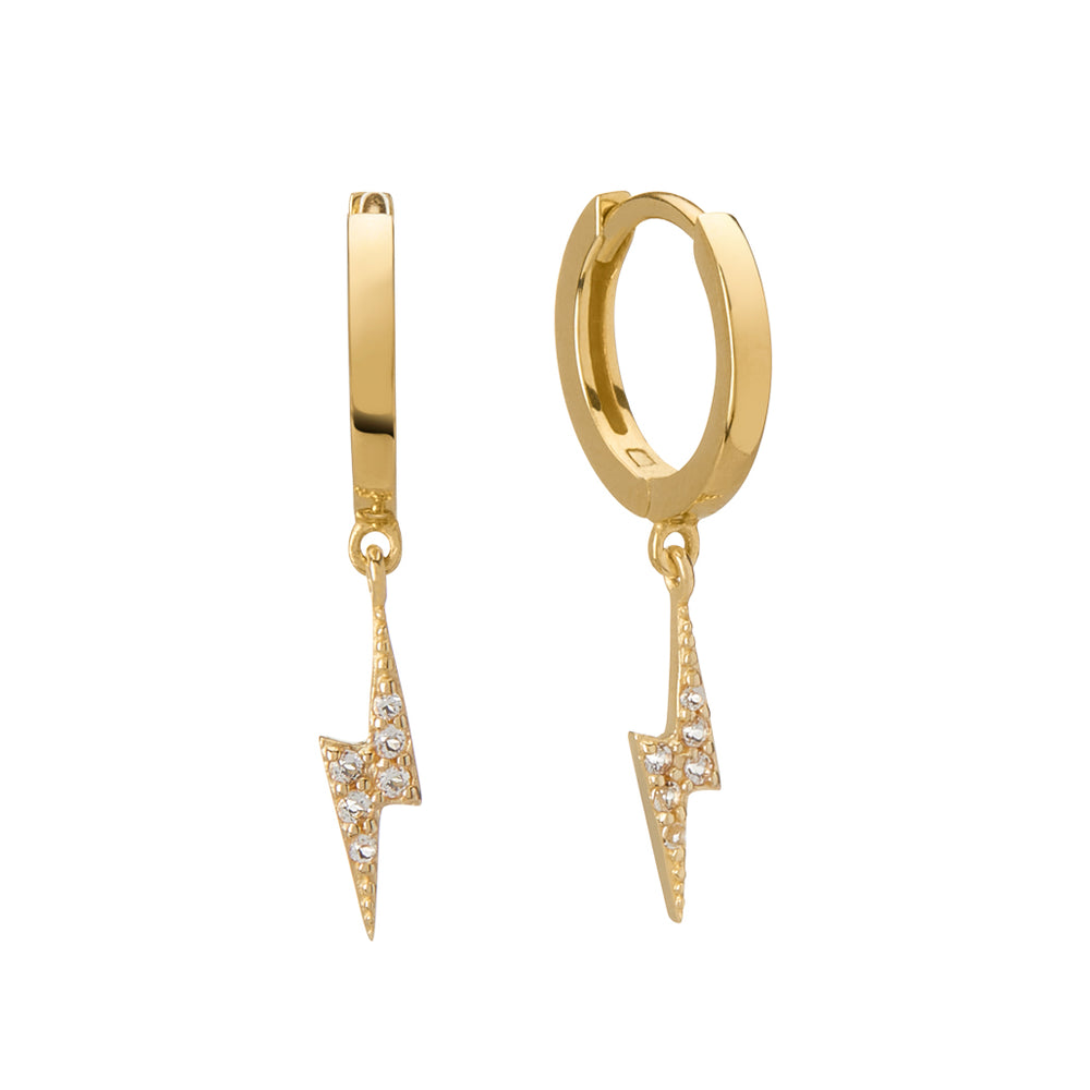 Murkani Huggies 11mm Earrings - Lightening Bolt Gold Earrings Murkani Jewellery   