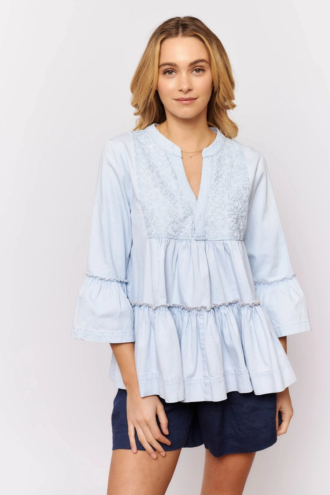 Temptress Top - Pale Blue Denim blouse Alessandra   