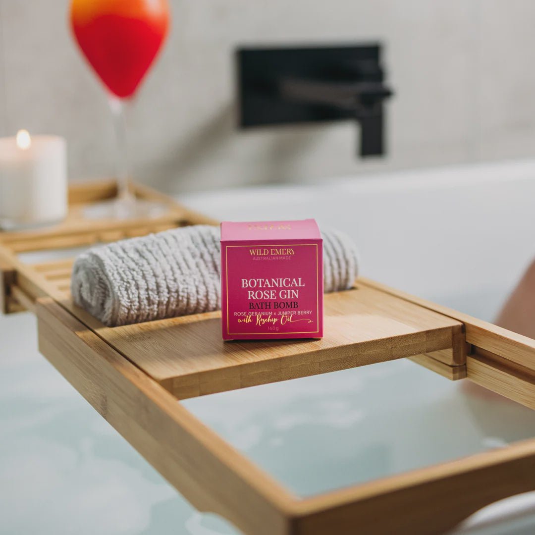 Botanical Rose Gin Cube Bath Bomb Rose Geranium x Juniper Berry Bath Bomb Wild Emery Pty Ltd