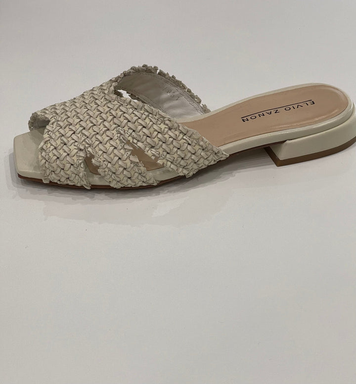 Elvio Zanon Leather Camelia Slides - Beige Shoes Elvio Zanon