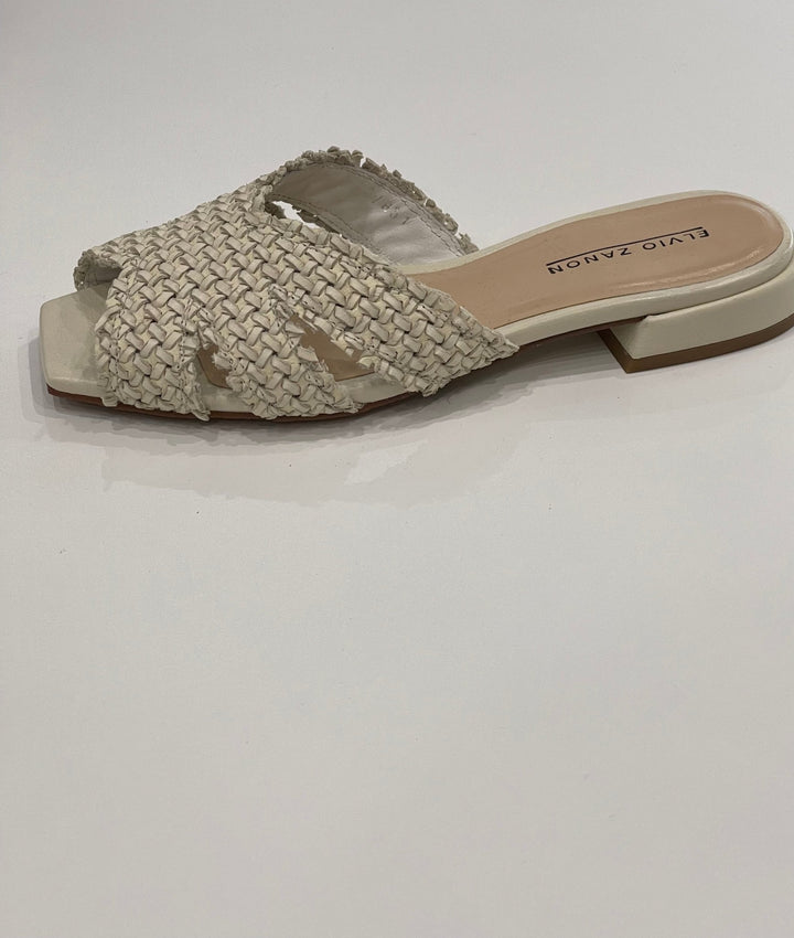 Elvio Zanon Leather Camelia Slides - Beige Shoes Elvio Zanon