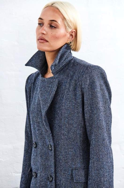 Etta Coat - Navy Tweed Coats & Jackets Kireina   