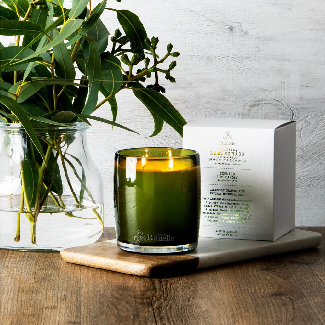 400gm Soy Candle - Uplifting Lemongrass Candles Urban Rituelle   