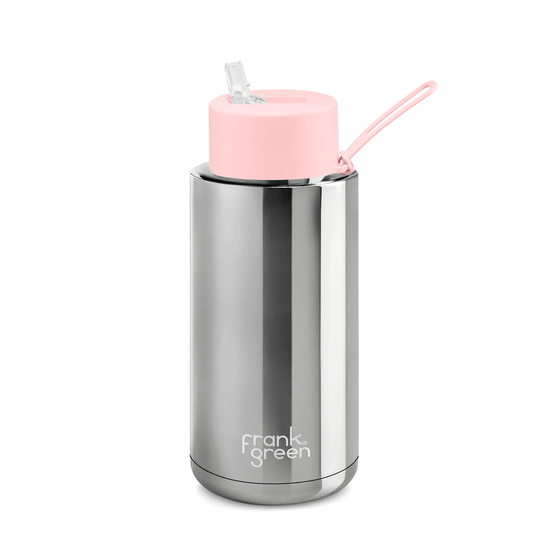 Frank Green Ceramic Reusable Bottle 34oz/1litre Chrome Drink Bottles Frank Green Chrome Silver
