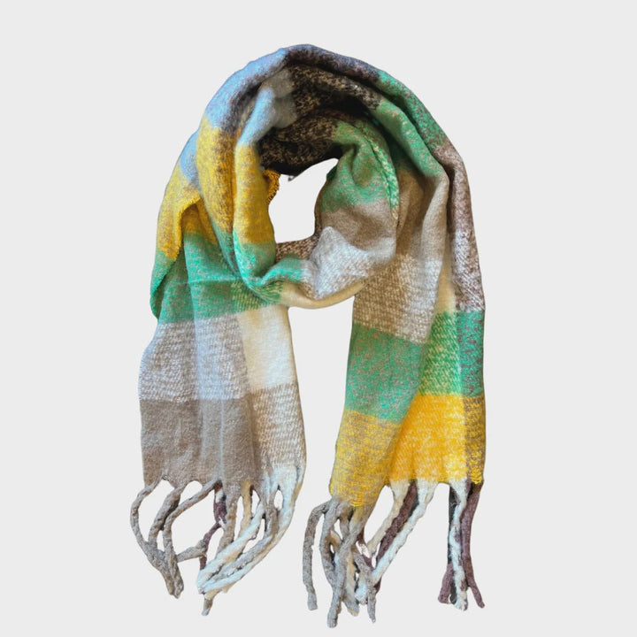 Greenwood Winter Scarf - Check Green/yellow/blue scarf Greenwood