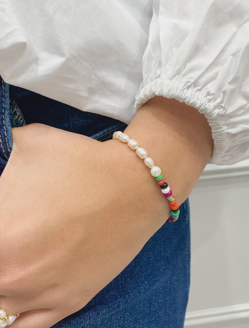 Half Pearl Half Multi Bracelet Jewelery zjoosh